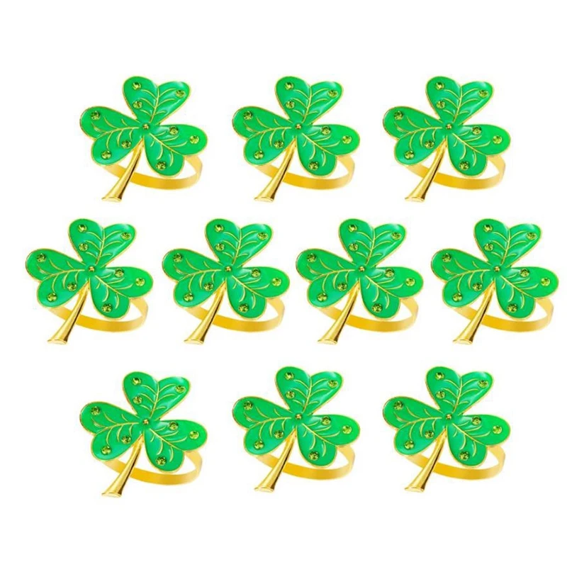 

10 шт. кольца для салфеток, держатель для обеденного стола, украшения для вечеринок-Зеленый Клевер, фотолампа для вечерние ринки