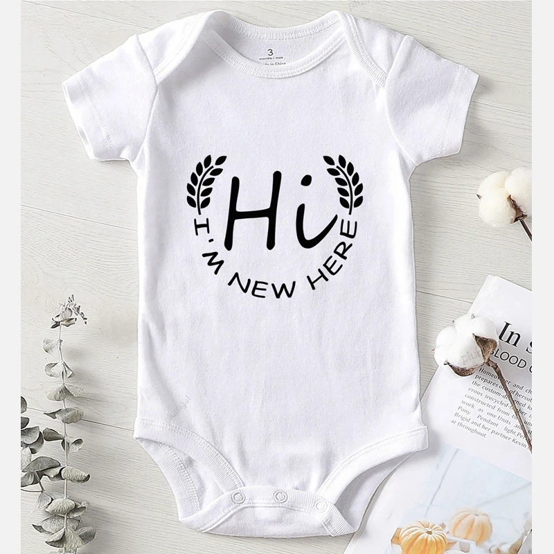 Комбинезон для новорожденных девочек наряды младенцев Hi I'm New Here Одежда