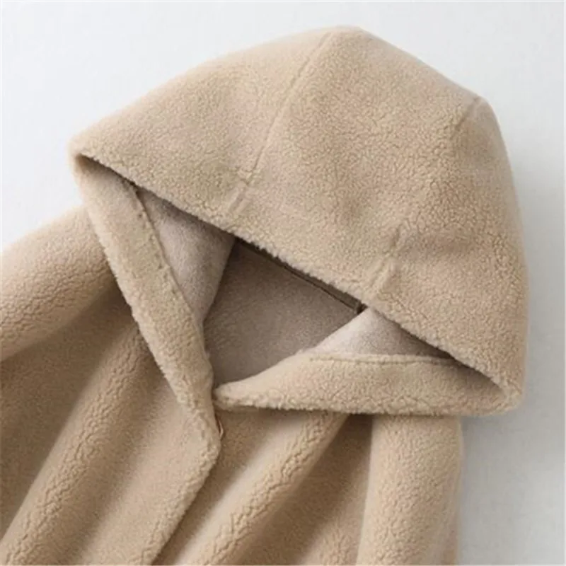 Зимнее шерстяное меховое пальто женское пушистое натуральное кашемировое с