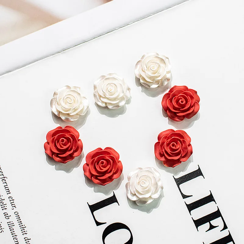 

10Pcs/pack Artificial Rose Creative DIY Resin Earrings Accessories Handmade Creative Flowers Shape Korean Style Material Set