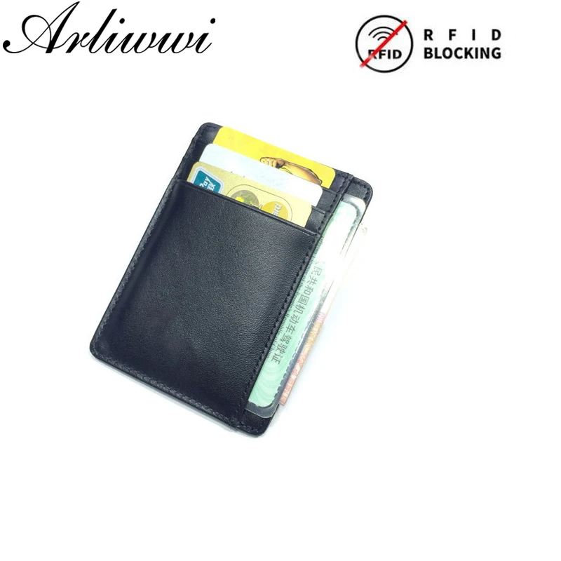 Брендовый держатель карт Arliwwi из натуральной коровьей кожи с защитой от