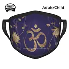 Воздухопроницаемая маска для лица Om Symbol Golden Lotus Flower On Purple, для езды на велосипеде, рыбалки, мотоцикле, символ ом Аум, Hinduism Atman