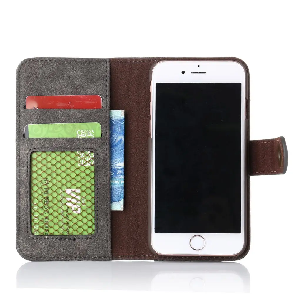 L-FADNUT Partition Flip Wallet Case For iPhone X Xr Xs Max Leather Capa 5 5S SE 6 6S 7 8 Plus 360 Protective Segment Cover | Мобильные