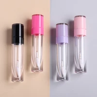 new pink empty lipgloss containers tubes round clear cosmetic lipgloss tube packaging lip gloss tubes with wand lip balm tube