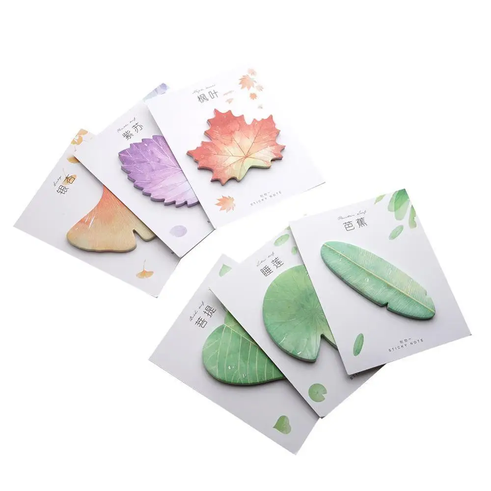 Cute Kawaii Natural Plant Leaf Sticky Note Memo Pad Office Planner Sticker Paper Korean Stationery School Supplies | Канцтовары для