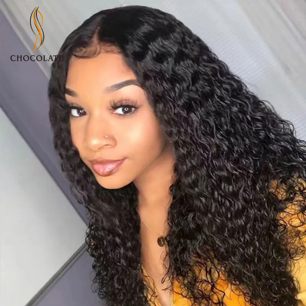 Глубокая волна Синтетические волосы на кружеве парики из натуральных волос