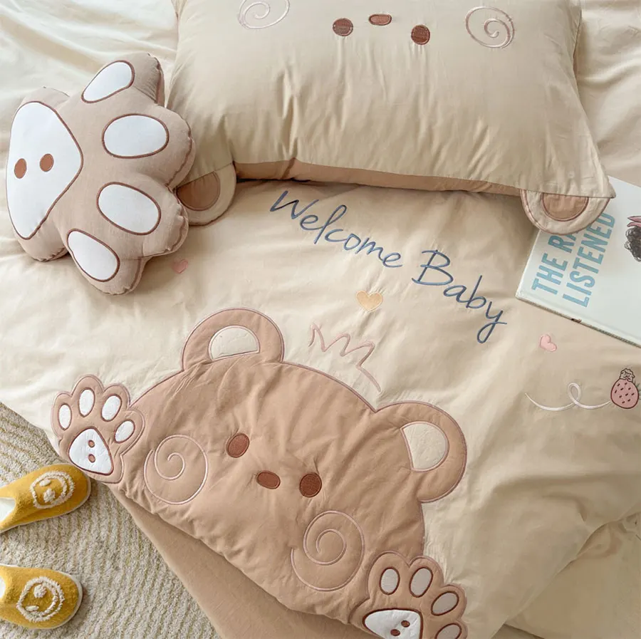 

Cute cartoon bear bedding set teen boy single double,cotton twin full queen King home textile bed sheet pillowcase quilt cover
