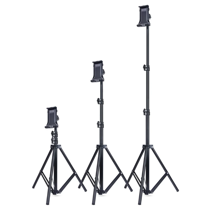 

Tripod Foldable Floor Tablet Stands Live broadcast Mount for 4-12 Inch Cellphone W0YE