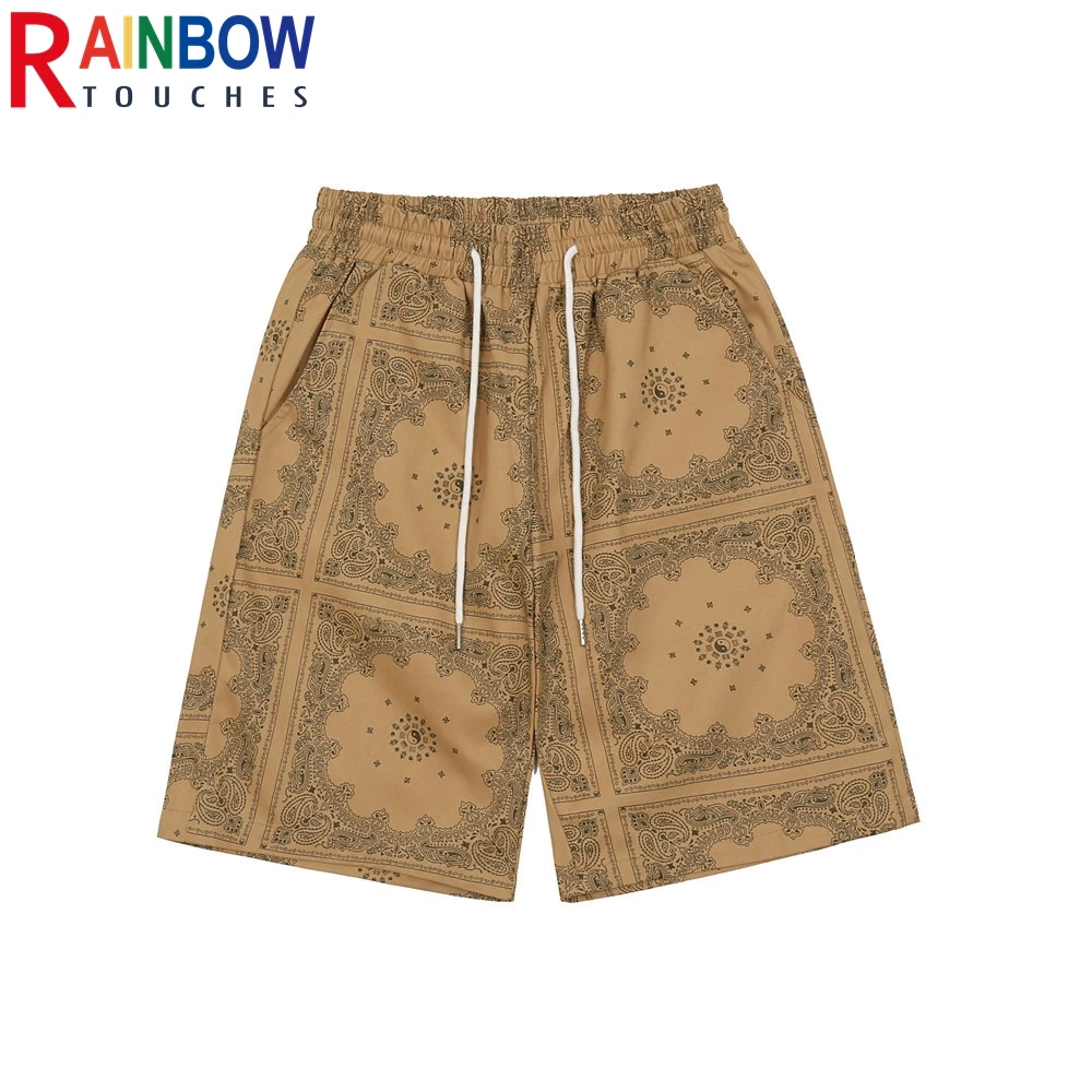 

Rainbowtouches Summer Men High Street Retro Straight Pants Loose Casual Printing Paisley Shorts