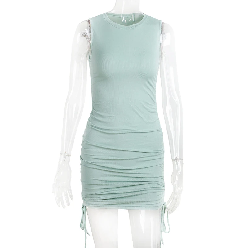 Женское облегающее платье на завязках однотонное с коротким рукавом для