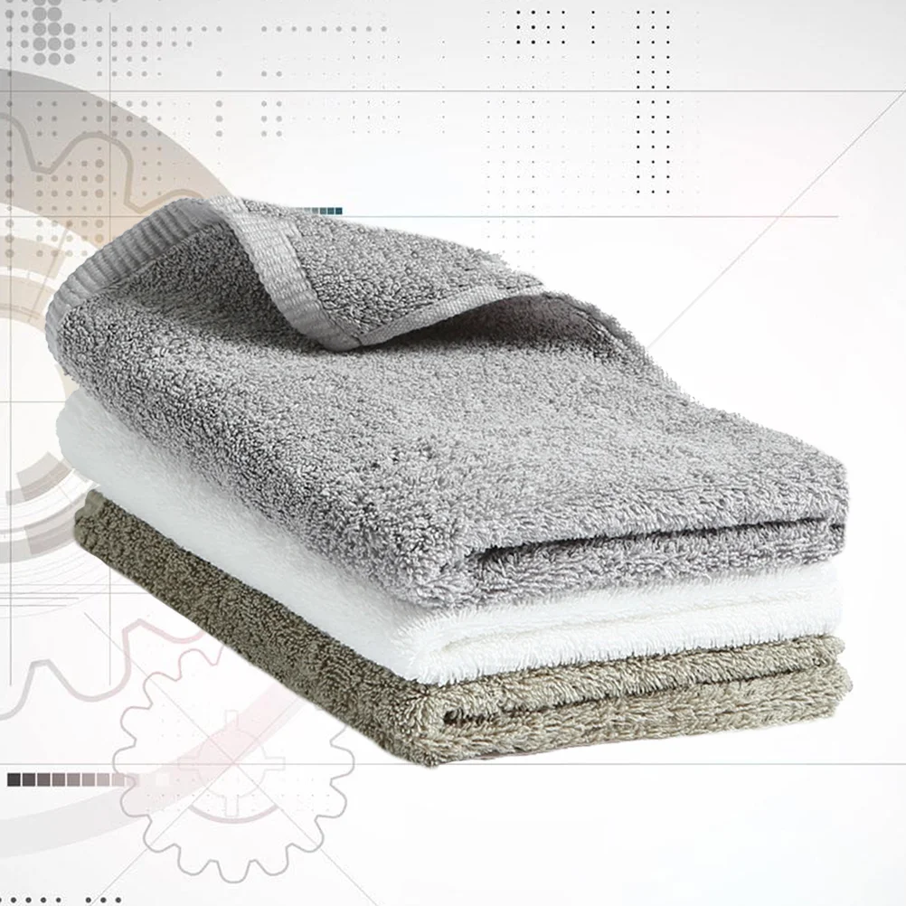 

3 Pcs Cotton Color Towel Thickened Absorbent Face Towels Face Towel Quick Dry Washcloth (Ivory Color+Olive-green