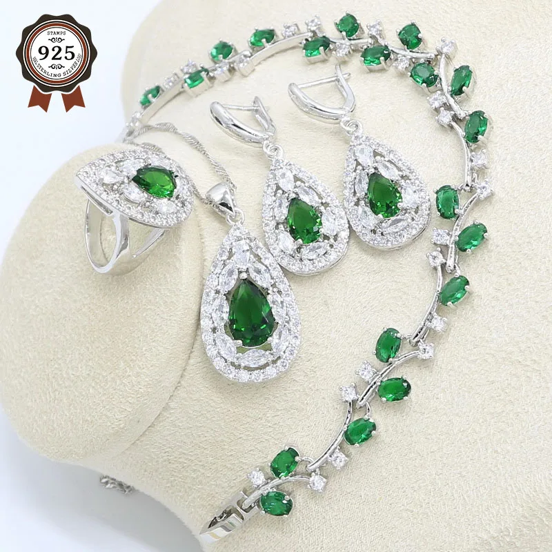 Классический набор украшений для женщин браслет серьги ожерелье подвеска кольцо