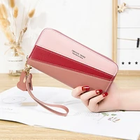 ladies zipper wallet female student stitching contrast color coin bag for women tassel purse wild hand holding mobile phone bag