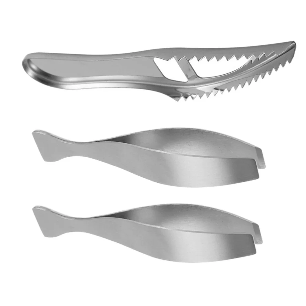 

1 Set Scale Scrapers Tweezers Fish Cleaning Tools Kitchen Gadgets (Silver)