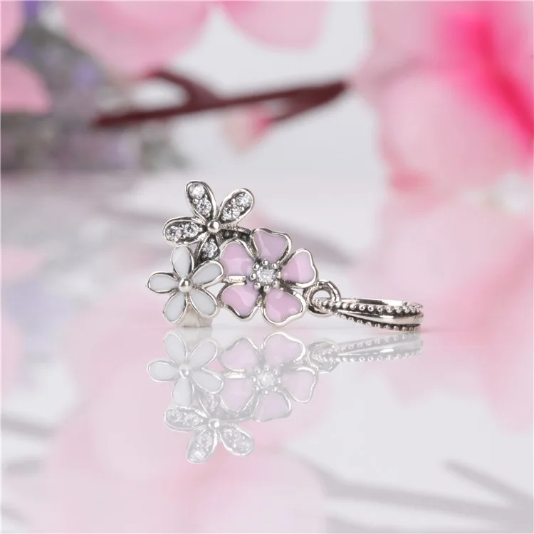 

Hot Daisy Cherry Blossom Pendant Pink Flower Charm S925 Sterling Silver Pendant Bracelet Diy Accessories