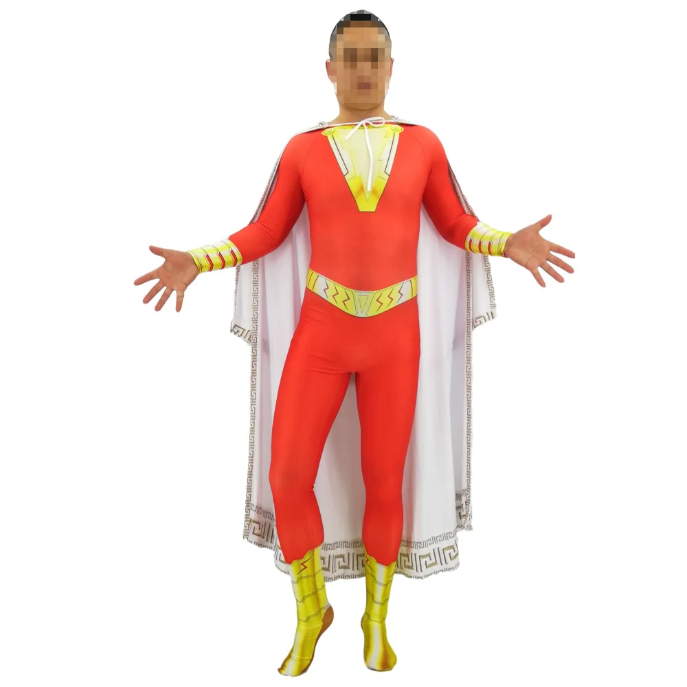 Костюм для косплея Shazam с 3D принтом костюм капитана зентай костюмированной вечеринки костюмы на Хэллоуин