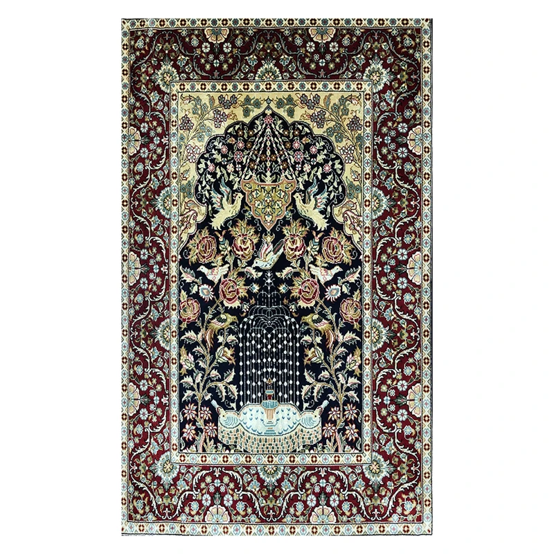 

Fountain Landscape Tapestry Hand Knotted Small Rug Decoration Wall 1.8x2.5 Foot