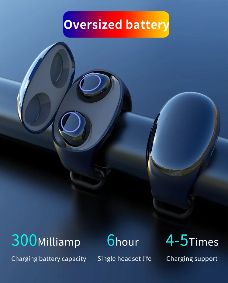 TWS Bluetooth 5,0, беспроводные наушники, спортивные наушники с громкой связью, гарнитура с смарт-браслетом, часами, фитнес-браслетом