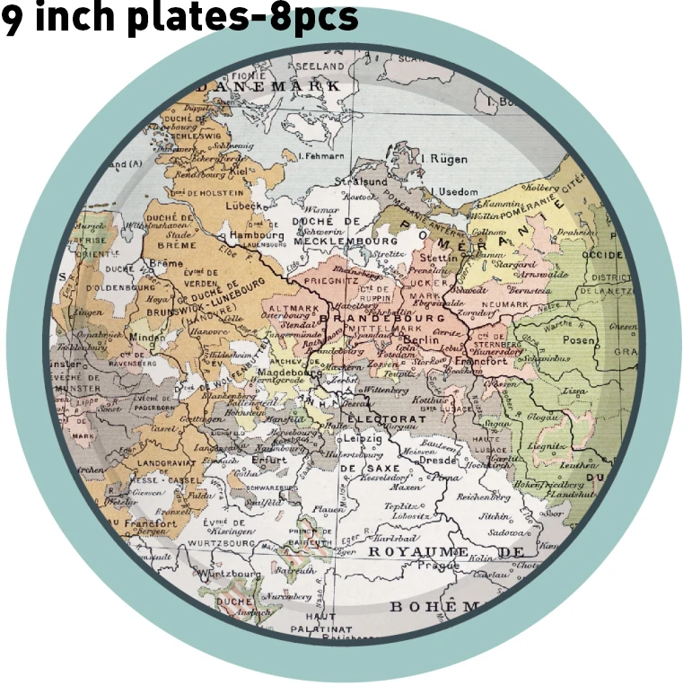 

9inch Parents Retirement Theme Party Plates for Dad Mom Happy Birthday Disposable Tableware Sets World Map Parties Party Favors