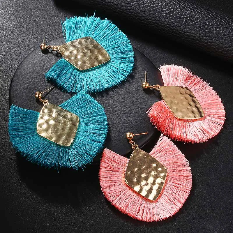 

New Design Boho Woman Tassel Earring Charm Handmade Earrings Bridal Fringed Vintage Bohemian Big Earrings Fashion Jewelry Gift