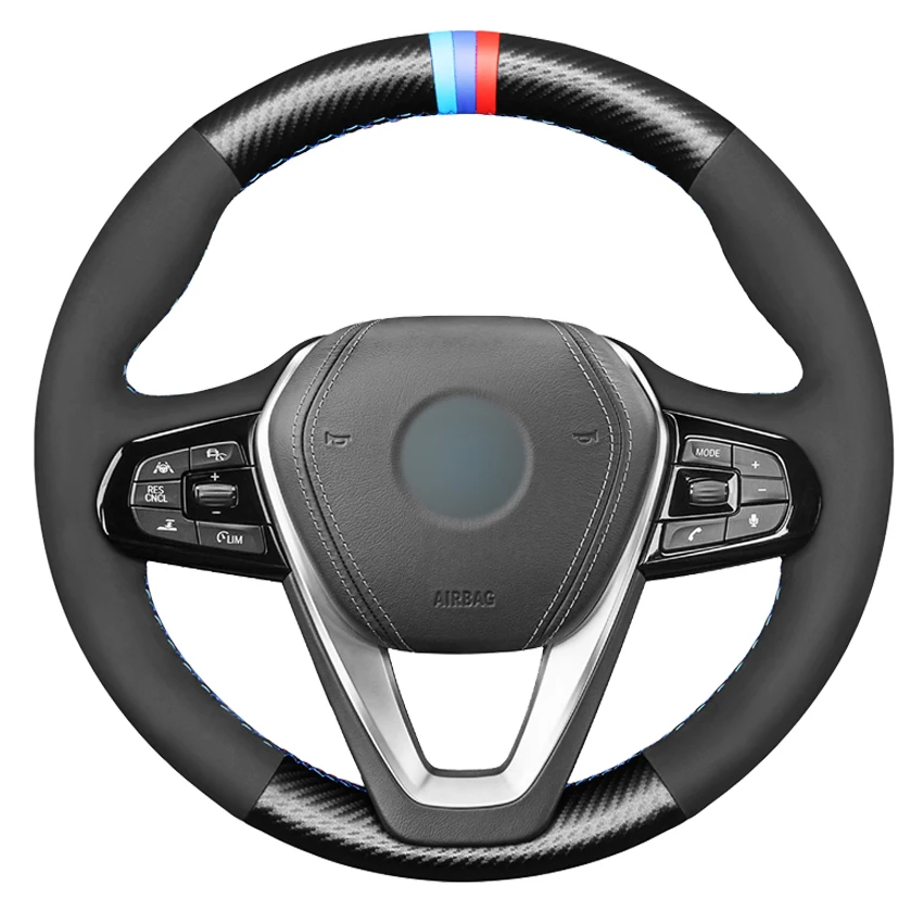 

Black Carbon Fiber Suede Car Steering Wheel Cover For BMW G20 G30 G31 530i 540i 530e 730li G32 G11 G12 X3 X4 X5 X7 2017-2019