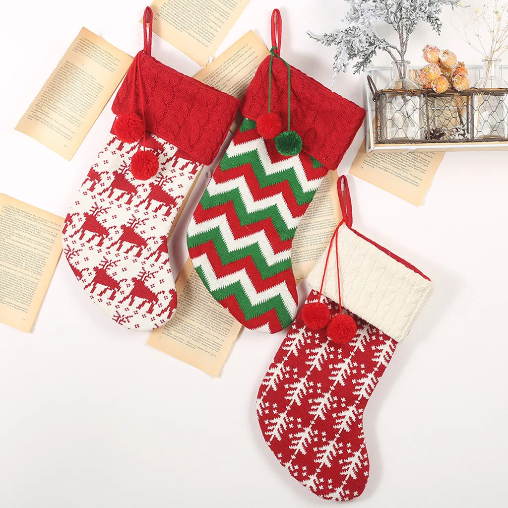 Рождественский подарок Adventskalender чулки рождественские шерстяные носки красный и