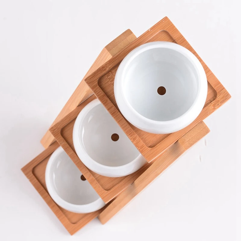 Суккулентная плантатор бамбук растение стенд полка вмещает 3 цветочный горшок