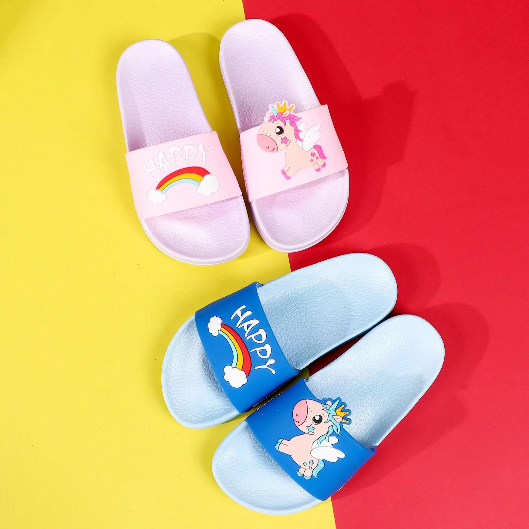 Тапочки для родителей и детей Милые летние Нескользящие Детские сандалии с