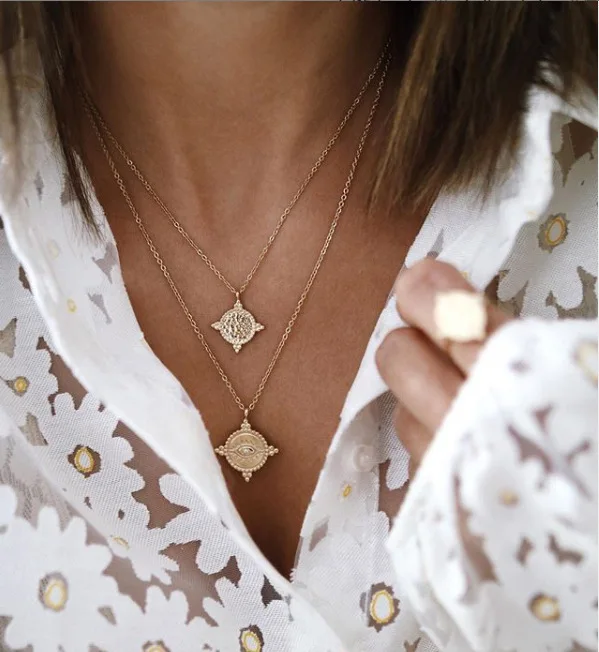 Женское винтажное ожерелье с подвеской в виде месяца и карты | Украшения