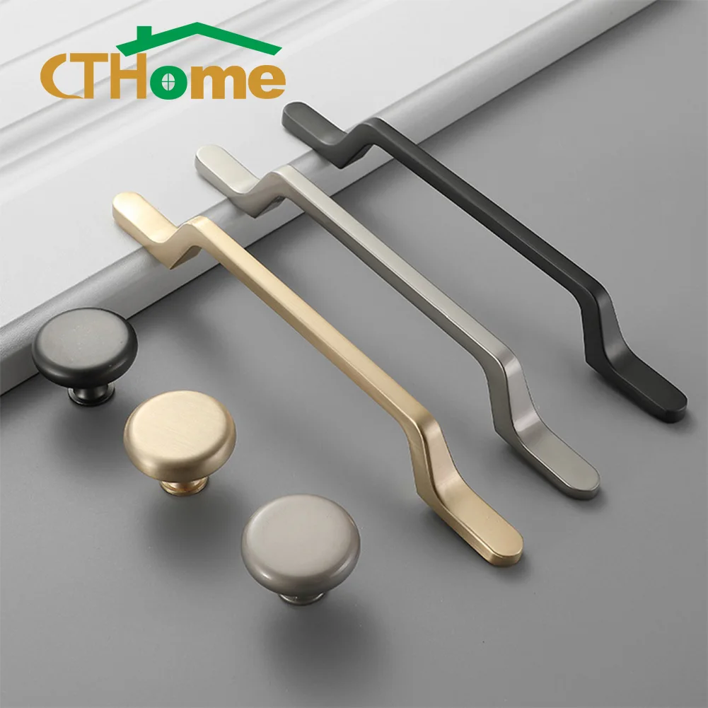 

CTHome Pearl Gray Gold Cabinet Handles 192MM Solid Drawer Knobs Kitchen Cupboard Door Pulls Furniture Handle Cabinet Hardware