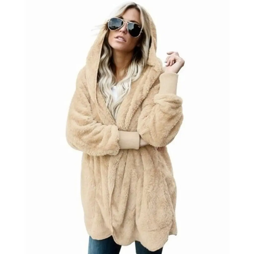 

Winter Women High Quality Faux Rabbit Fur Coat Luxury Long Fur Coat Loose Lapel OverCoat Thick Warm Plus Size Female Coats