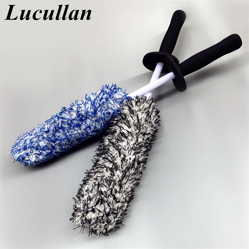 Lucullan Top Microfiber Premium Wheels Brush Non-Slip Handle Easy to Cleaning Rims Spokes Wheel Barrel & Brake Caliper | Автомобили и
