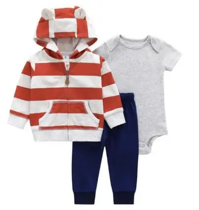 

Children's long-sleeved hooded jacket baby boy clothing three-piece suit one-piece suit cotton comfortable baby clothing