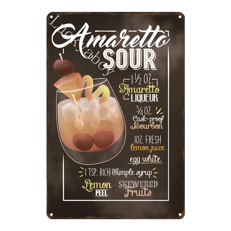 [Luckyaboy]Martini Mojito Cocktail Vintage Tin Signs Wall Plaque Custom Metal Painting Antique Gift home bar Pub Decor AL035
