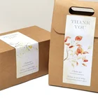 Наклейки с надписью Thank You, 50 шт., белые, водонепроницаемые, с рисунком листьев, цветов