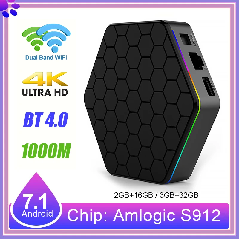 ТВ приставка T95ZPLUS Android FULL HD 1080P 4K медиаплеер 1000 м Amlogic S912 BT4.0 2 4 ГГц/5 8 ГГц
