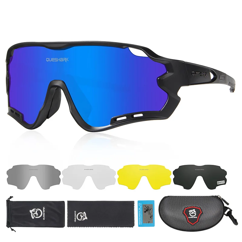 As Picture Showed Queshark HD поляризованные велосипедные очки для мужчин и женщин 5 линз MTB дорожный велосипед TR90 рама - Цвет: As Picture Showed
