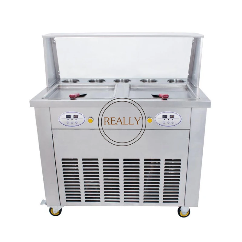 

Top Fry Ice Cream Maker Machine Double Square Pan Frozen Yogurt Cold Stone Marble Slab Cream Rolling Machine with Good Price