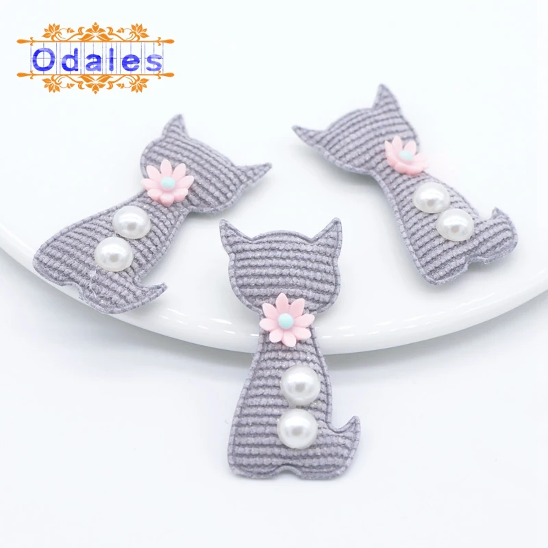 Модные серые нашивки в Корейском стиле с изображением домашних кошек цветов и