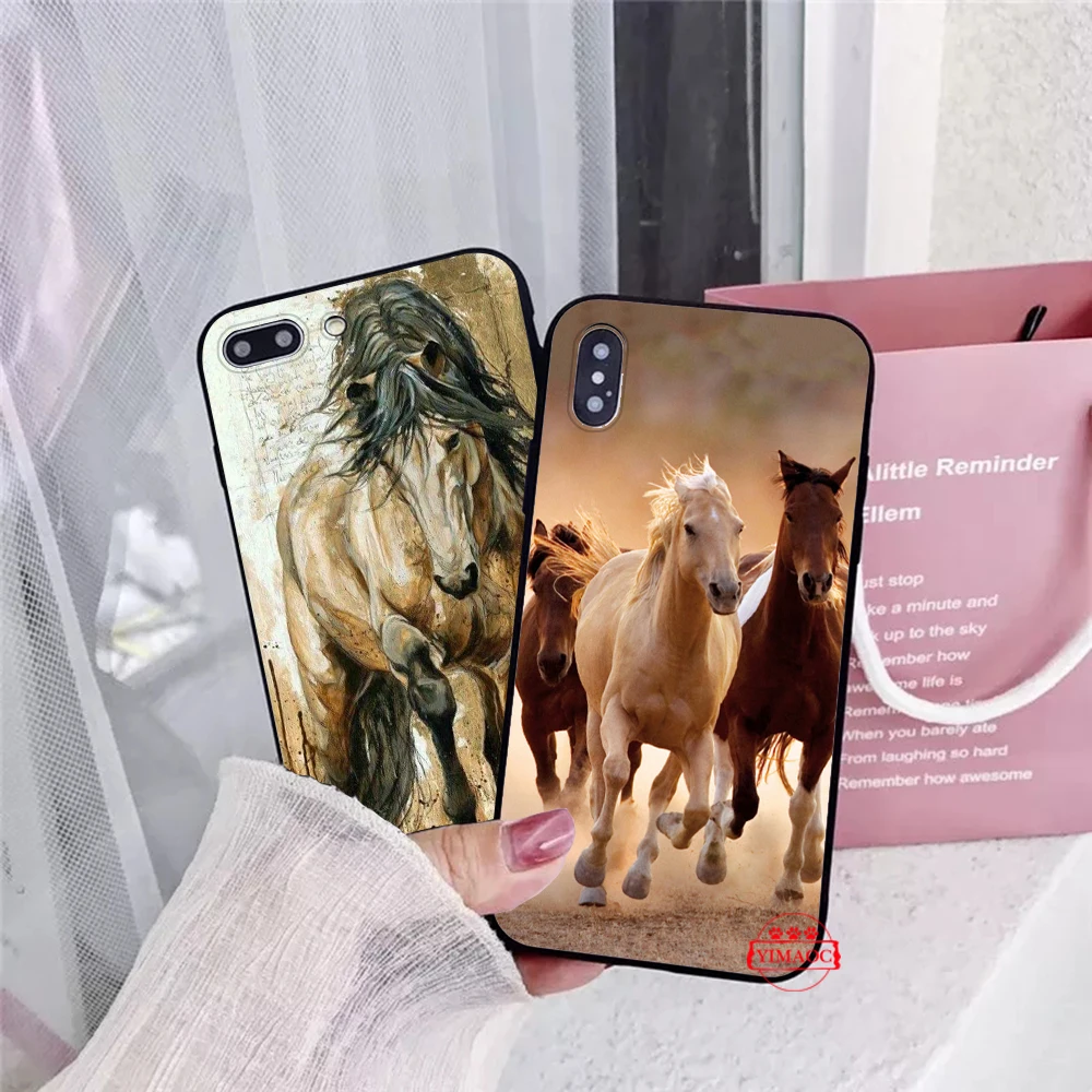 Бегущие лошади Diy силиконовый мягкий чехол для iPhone 5 5S 6 6S 7 8 11 Pro Plus X XR XS Max |