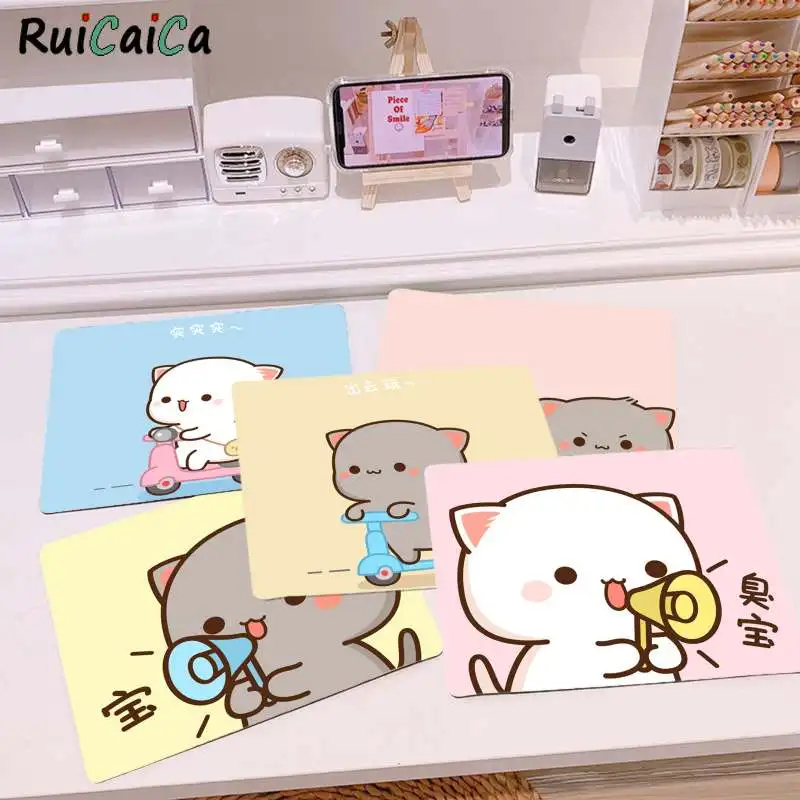 

RuiCaiCa Hot Sales Couple Lovely Cute Gray Cat High Speed New Mousepad Top Selling Wholesale Gaming Pad mouse