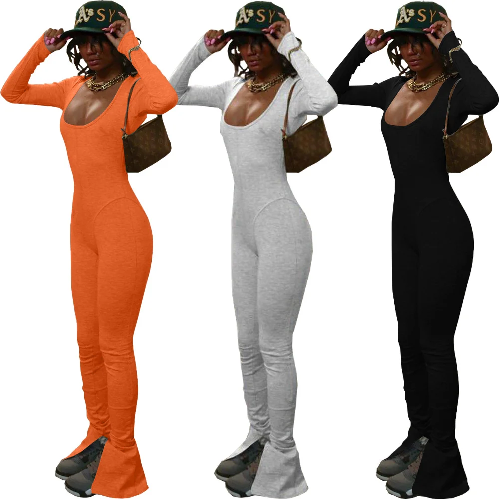 

Cutubly Sexy Jumpsuits And Rompers Women Girl Pant Jumpsuit Solid Casual Backless Long Sleeve One Piece Overalls Streetwear