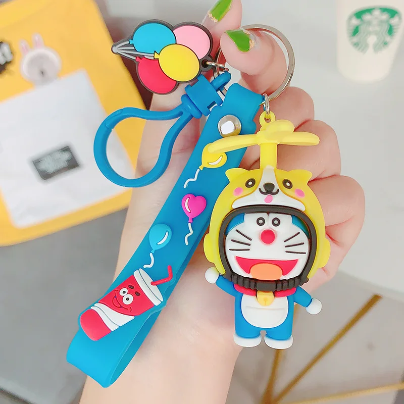 

2020 New Trend Helmet Jingle Cat Keychains Cute Fashion Popular Girl Heart Keychain Pendant Jewelry Doraemon School Bag Keyring