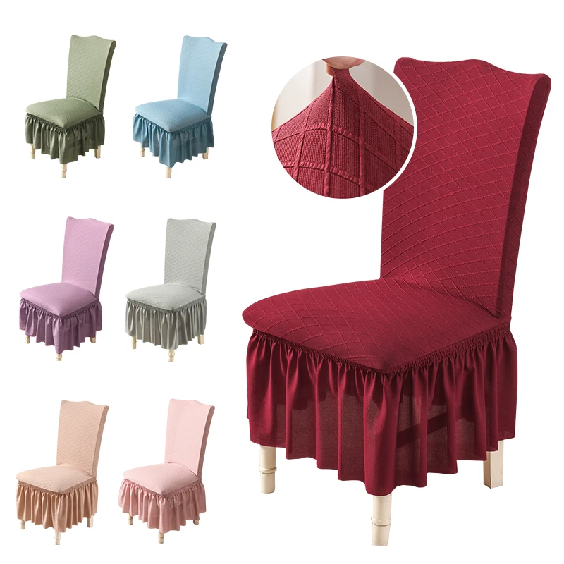 

1/2/4pcs Solid Color Chair Cover Spandex Stretch Elastic Slipcovers Chair Covers With Skirt For Room Wedding Dining Banquet