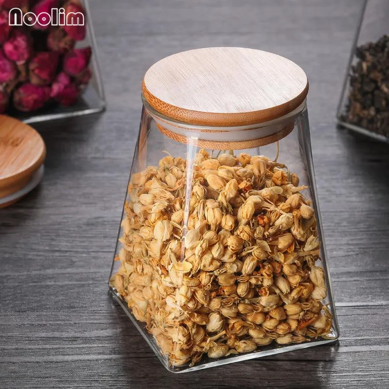 Квадратные стеклянные герметичные банки зернистая емкость для хранения конфет