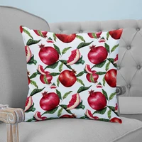 summer fruit red pomegranate green leaf printed throw pillow case plush fabric pillowcase home decorative pillow hot