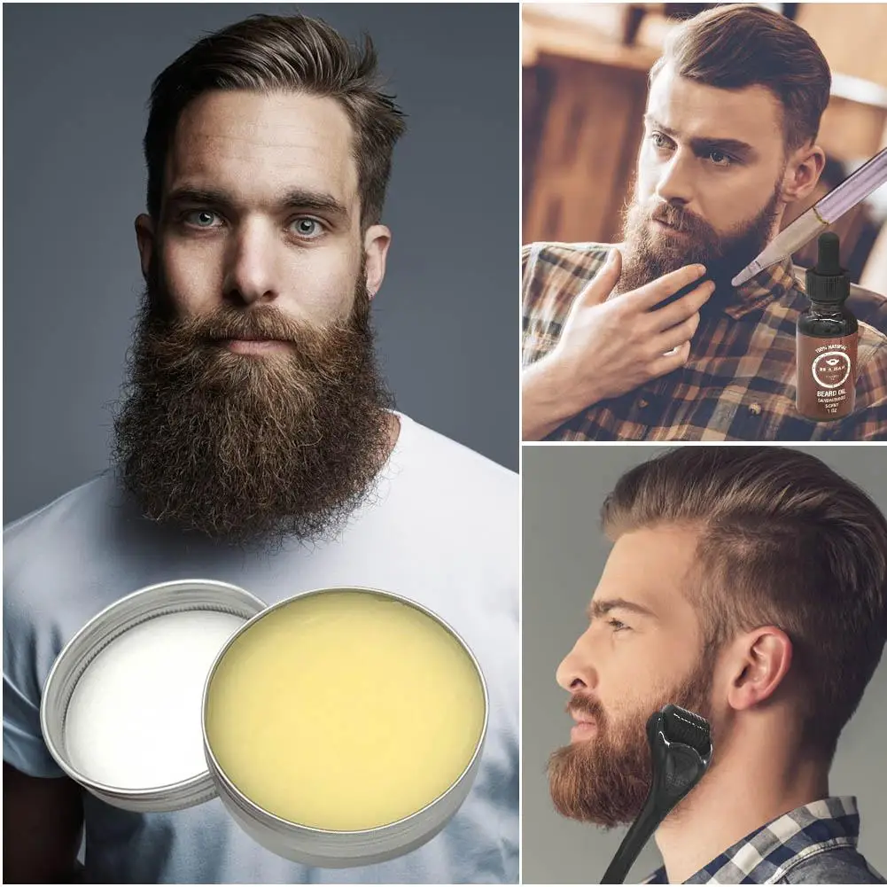 

4Pcs/set Men Beard Kit Styling Tool Beard Essence Oil Comb Moustache Balm Moisturizing Wax Styling Scissors Beard Care Set