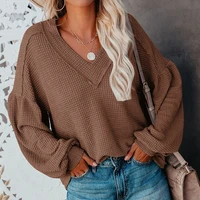v neck loose thin sweater spring autumn women lantern sleeve knitted pullovers girls solid long sleeve sweaters streetwear
