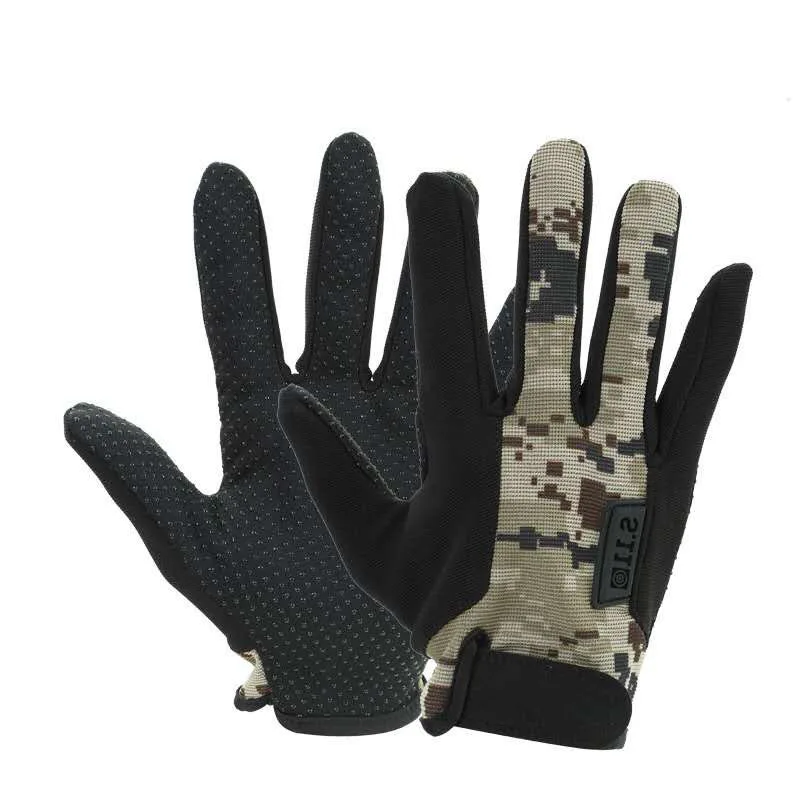 

Men's and women's outdoor sports long finger gloves fitness training outdoor cycling sunscreen anti-slip tactical gloves