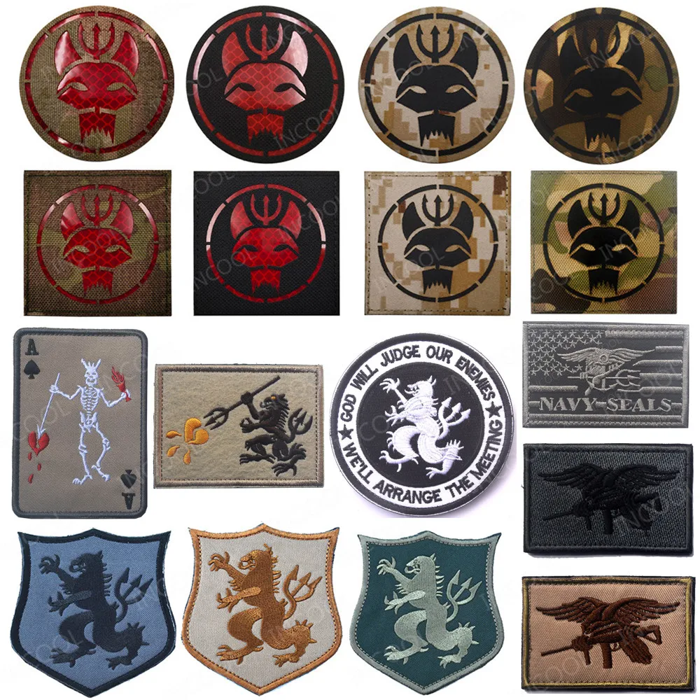 ИК инфракрасный светоотражающий флаг нашивки темно синяя печать вышитые